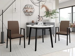 Rozkladací jedálenský stôl s 2 stoličkami - AL25, Morenie: biela/čierna, Poťahové látky: Soro 28