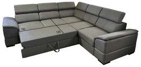 Univerzálna rohová rozkladacia sedacia súprava s úložným priestorom GRANADA tmavošedá