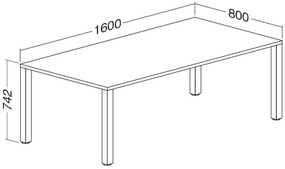 Stôl ProOffice B 80 x 160 cm, biela