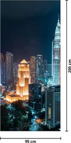 Fototapeta na dvere - Noc v Kuala Lumpur (95x205cm)