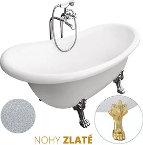 Besco Akrylátová voľne stojaca vaňa Otylia Glam S 160x77 (170x77) bez prepadu BESCO-Typ výpuste: Click-Clack bez prepadu, chróm, BESCO-Nôžky: Biela, …