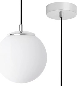 Závesné svietidlo Florence, 1x biele sklenené tienidlo, ch/b