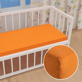 Detské froté napínacie prestieradlo do postieľky FR-006 Oranžové 60 x 120 x 10 cm - do postieľky