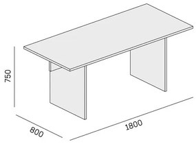 Stôl single SOLID, 1800 x 800 x 743 mm, biela