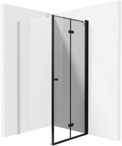Deante Kerria Plus, skladacie sprchové dvere do otvoru 80x200cm, 6mm číre sklo s ActiveCover, čierny profil, KTSXN42P