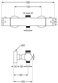 Mexen KAI termostatická sprchová batéria s horným uchytením, ružové-zlato, 77150-60