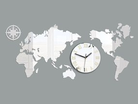Nástenné samolepiace hodiny Mapas 110x55 cm zrkadlové