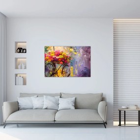 Obraz - Bicykel s kvetmi (90x60 cm)