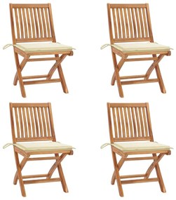 Skladacie záhradné stoličky s podložkami 4 ks tíkový masív 3072809