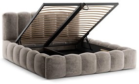 Svetlohnedá čalúnená dvojlôžková posteľ s úložným priestorom a roštom 180x200 cm Lupine – Micadoni Home