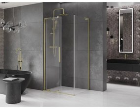 Mexen Velar L, sprchový kút s posuvnými dverami 90 x 80 cm, 8mm číre sklo, zlatá matná, 871-090-080-03-55