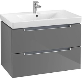 VILLEROY &amp; BOCH Subway 2.0 závesná skrinka pod umývadlo, 2 zásuvky, 787 x 449 x 520 mm, Glossy Grey, A69600FP