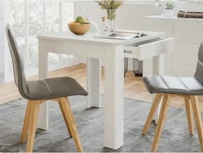 Jedálenský stôl so zásuvkou Sandvika 80x80 cm, biely%