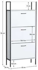Botník TREDIS, 3 poschodia, biela