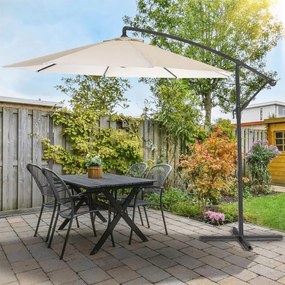 Záhradný slnečník 3,5 m so solárnym LED osvetlením – krémový, UV50+