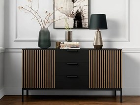Komoda MEORATI 150x40 cm, čierna/dub artisan