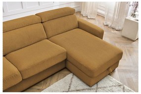 Menčestrová rozkladacia rohová pohovka v horčicovej farbe (variabilná) Monaco – Bobochic Paris