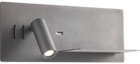 Redo 01-3316 - LED Nástenné bodové svietidlo BROOK LED/8W/230V + LED/3W USB čierna