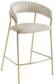 Set dvoch barových stoličiek BADIA zamatové béžové (zlaté nohy) 2 ks