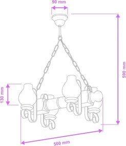 Brilagi - Luster na reťazi RUSTIC 4xE14/40W/230V buk