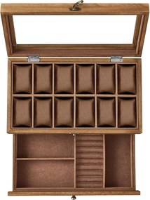 12 priečny hodinový box v rustikálnom orechovom odtieni