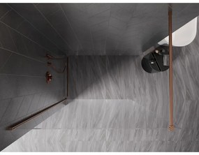 Mexen, Mexen Kioto-X sprchová stena 50 x 200 cm, transparentná 10 mm, brúsená meď - 800-050-101-65-00-X