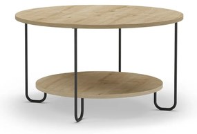 Okrúhly konferenčný stolík s doskou v dubovom dekore v prírodnej farbe ø 80 cm Tonka – Marckeric