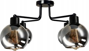 Sklenená stropná lampa s LED žiarovkami, 4xe27 - dymová guľa