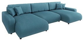 Tyrkysová menčestrová rozkladacia/s úložným priestorom rohová pohovka Sara – Ropez