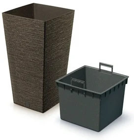 Kvetináč FURU SQUARE ECO WOOD s vložkou 39, 5 cm,tmavohnedý, L