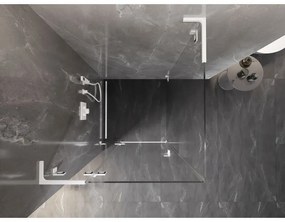 Mexen Lunar, L sklápací sprchový kút ľavý 90 x 90 cm, 8mm číre sklo, biely profil, 834L-090-090-20-00-L