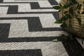 Koberec Šnúrkový SIZAL FLOORLUX 20340 strieb./čierny Cik Cak