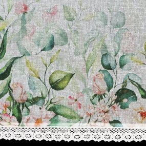 Dekorstudio Kuchynská záclonka ESTERA zdobená kvetinovou potlačou a čipkou 150 x 30 cm