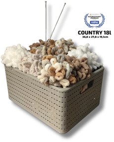 Plastový košík COUNTRY, rovný, béžový (18l - 37x28x19)