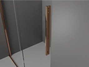 Mexen Velar, sprchový kút s posuvnými dverami 100 x 100 cm, 8mm šedé sklo, ružové zlato, 871-100-100-41-60