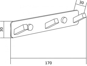 Mexen príslušenstvo, Vešiak na uteráky 3-háčiky, čierna, 709173-70