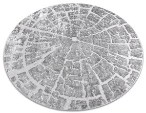 Moderný MEFE koberec okrúhly 6185 Peň stromu - Štrukturálny, dve vrstvy rúna sivá Veľkosť: kruh 160 cm