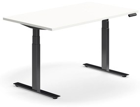 Výškovo nastaviteľný stôl QBUS, rovný, 1400x800 mm, čierny rám, biela