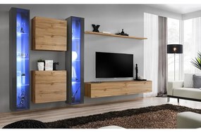 Obývacia stena Switch XVI Sklo +LED Grafit/Wotan