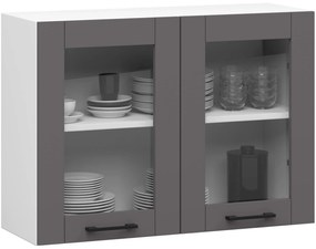 Závesná kuchynská skrinka OLIVIE W 80x58 cm biela mat/grafitovo šedá