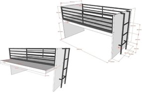 Biela vyvýšená detská posteľ s roštom 90x200 cm Sam – Vipack