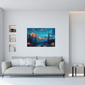 Obraz - Kempovanie v horách (90x60 cm)
