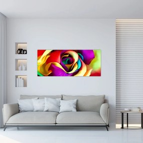 Obraz - Farebná ruža (120x50 cm)