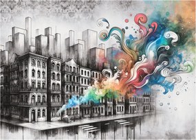Sklenený obraz - Priemyselný život (70x50 cm)