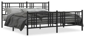 Kovový rám postele s čelom a podnožkou čierny 180x200 cm 376346