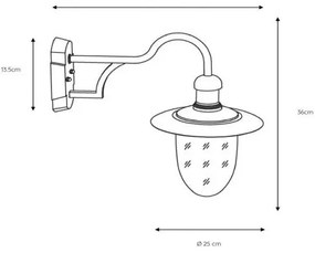 Lucide 11871/01/30 - Vonkajšie nástenné svietidlo ARUBA 1xE27/60W/230V IP44