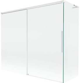 Mexen Rox, L posuvná 2-krídlová vaňová zástena 180 + 80 x 150 cm, 8mm číre sklo, biely profil, 8C9L-180-080-20-00