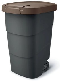 Záhradná nádoba s odolnými kolieskami, 90 l, hnedá / antracit