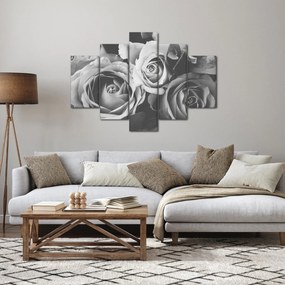 Obraz - Ruža, čiernobiela (150x105 cm)