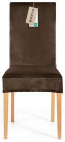 Hnedé napínacie poťahy v súprave 4 ks na stoličku 48 cm Sento – Restilo